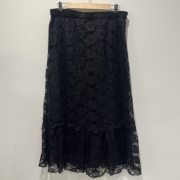 The Unbranded Brand Dresses & Skirts - Vtg Lace Maxi Skirt Large Pull On Fairy Whimsigoth Festival Boho 90s Y2K Grunge